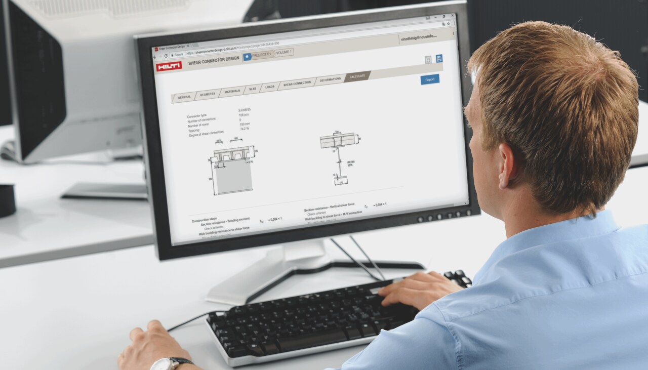 Software for the calculation of X-HVB Shear Connectors