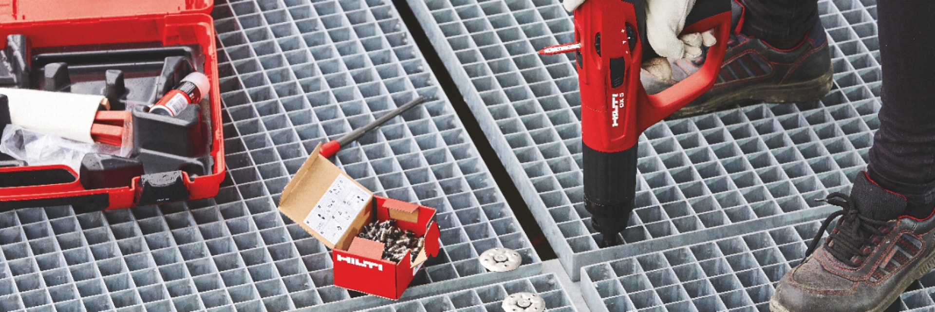 Hilti fastening solutions for fastening gratings and checker plates to steel