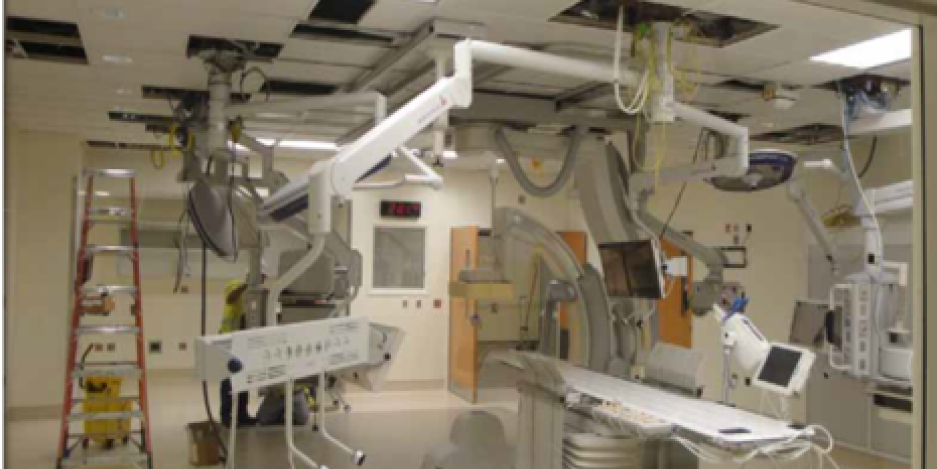 Installation of suspended hospital equipment