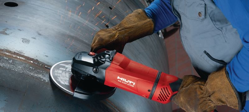 AG 230-27DB Angle grinder 2700W angle grinder with dead man’s switch, rotatable grip and brake, for discs up to 230 mm Applications 1