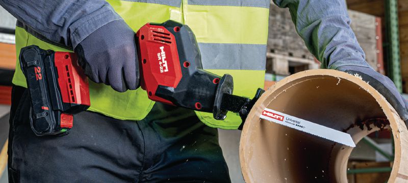 Nuron SR 4-22 One-handed reciprocating saw Compact and light cordless one-handed brushless reciprocating saw for everyday demolition and fast, precise cutting (Nuron battery platform) Applications 1