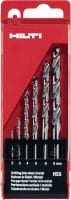 Go to slide 2 of 2: HSS-G Drill bit set Set of premium HSS precision-ground drill bits for drilling small holes into steel ≤900 N/mm², compliant to DIN 338 / 340
