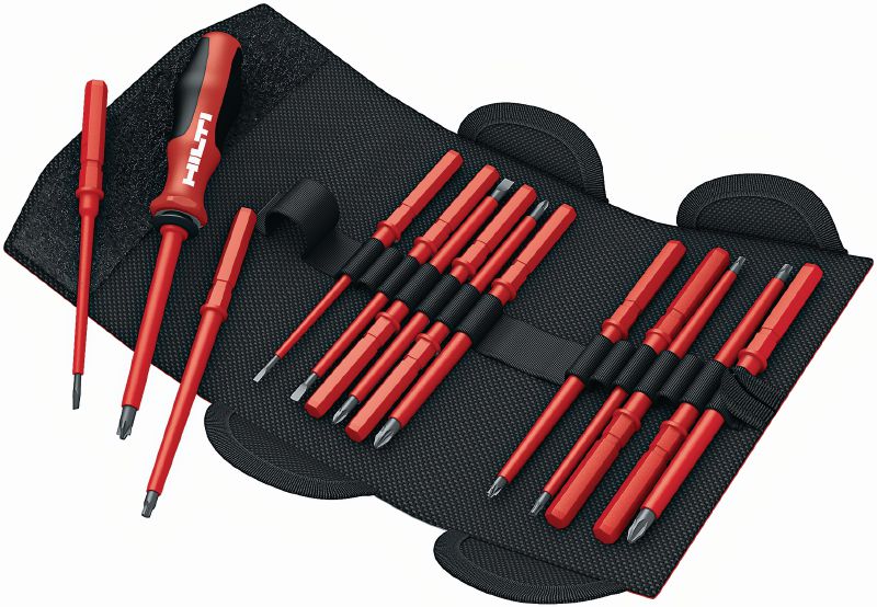 S-SD-S Insulated VDE screwdriver set VDE-approved insulated hand screwdriver set with 14 interchangeable blades and durable pouch