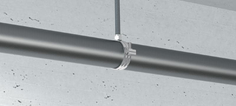 MP-M heavy-duty pipe clamp Galvanised pipe clamp without sound insulation for heavy-duty applications Applications 1