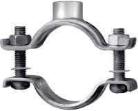 MP-M Standard galvanised pipe clamp without sound inlay for heavy-duty piping applications (metric)